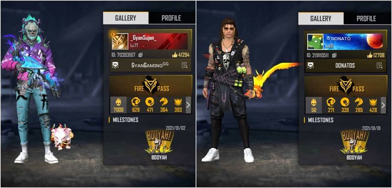 Free Fire IDs of both YouTubers