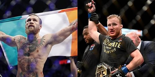 Conor McGregor [L] and Justin Gaethje[ [R]