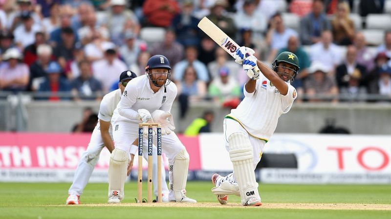 Sami Aslam in action for Pakistan.