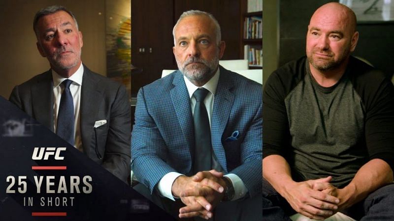 Frank Fertitta (left); Lorenzo Fertitta (center); Dana White (right)