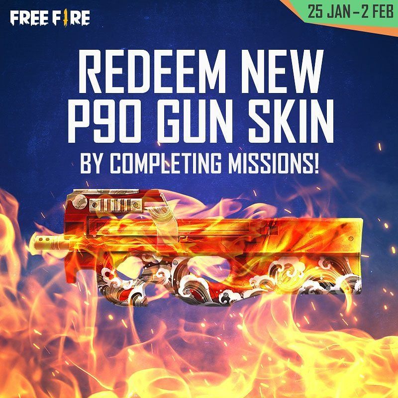 Firework tokens can be used to redeem the P90 Midnight Mafia gun skin in Free Fire