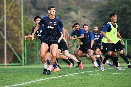 Bengaluru FC players in training ahead of their Mumbai City FC clash (Courtesy - ISL)