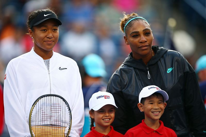 &nbsp;Naomi Osaka and Serena Williams at the Rogers Cup in August 2019