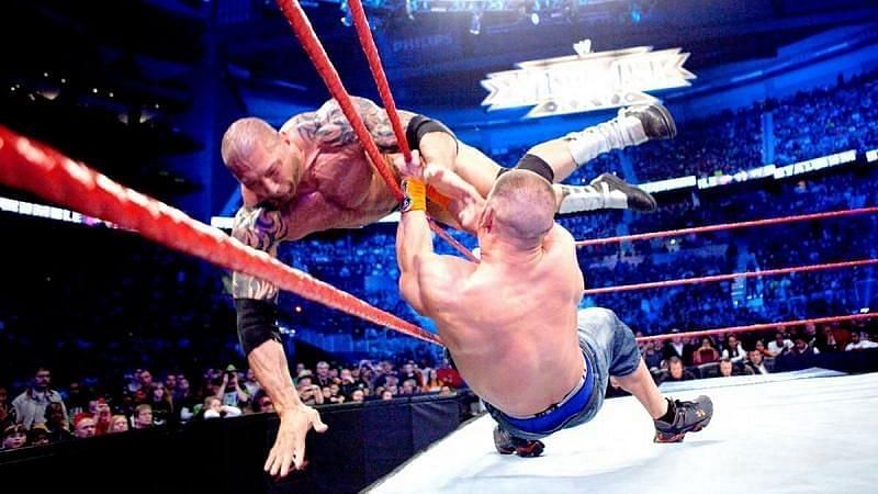 Heel Batista and John Cena feuded for 5 months following Royal Rumble.