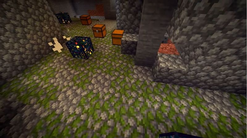 A Minecraft seed that features five unique spawners that are all within close proximity to one another. (Image via Minecraft &amp; Chill/YouTube)