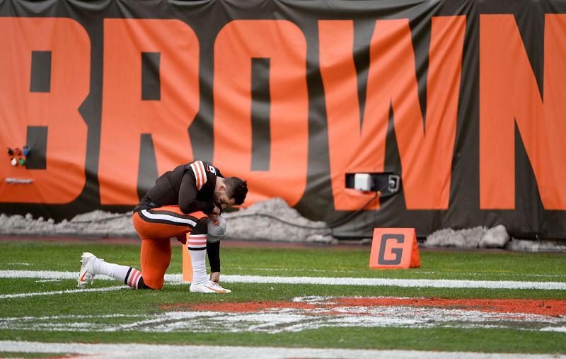 Cleveland Browns QB Baker Mayfield before a week 17 victory over the rival Pittsburgh Steelers