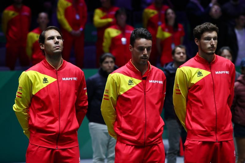 Rafael Nadal, Roberto Bautista Agut and Pablo Carreno Busta during the 2019 Davis Cup