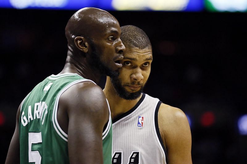 Kevin Garnett and Tim Duncan. Photo Credit: USA Today Sports.