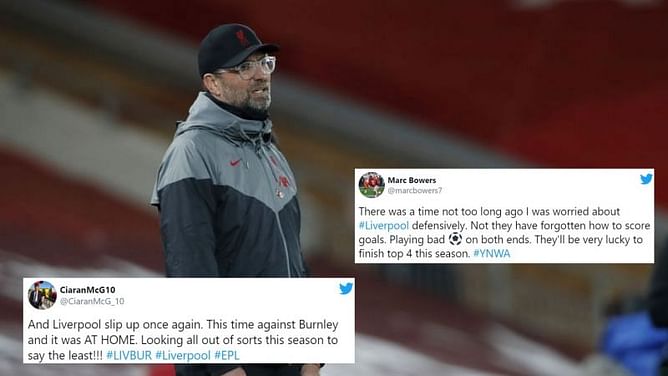 Twitter erupts as Liverpool lose at home to Burnley