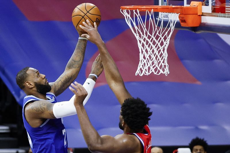 LeBron James attacks the basket