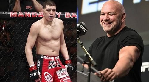 Nick Diaz (left); Dana White (right)