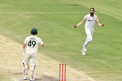 Mohammed Siraj after dismissing Steve Smith in Australia's second innings in Brisbane