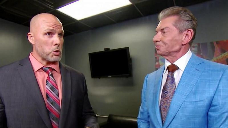 Adam Pearce and Vince McMahon in WWE