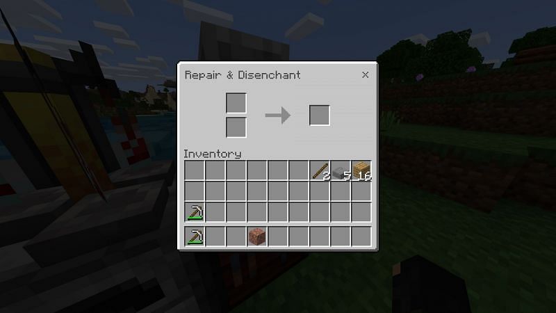 Grindstone UI in Minecraft