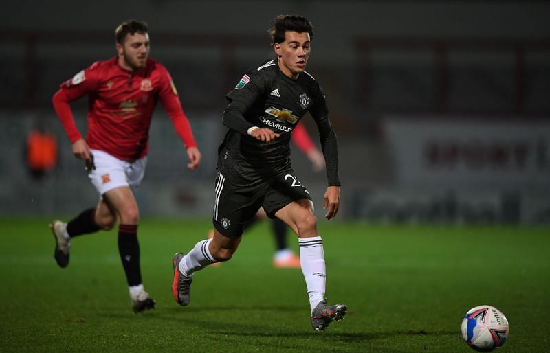 Pellistri in action for Manchester United&#039;s U23s
