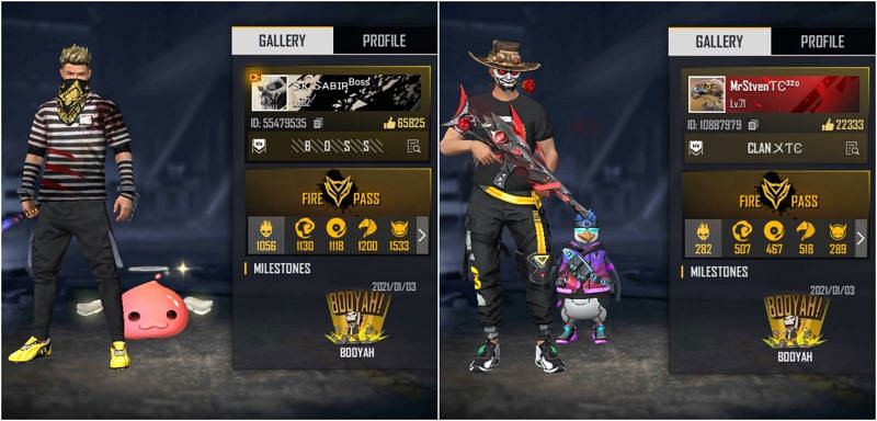 Free Fire IDs of both YouTubers