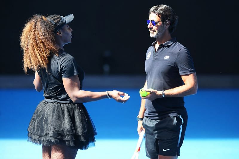 Serena Williams with coach Patrick Mouratoglou at the 2019 Australian Open