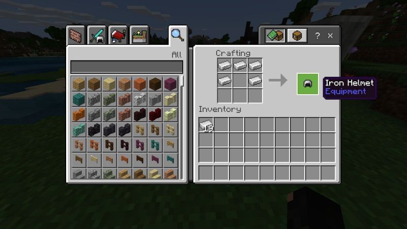 A chestplate is made by placing iron in every slot except for the top middle slot