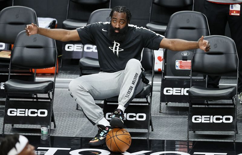 James Harden on the Rockets&#039; bench
