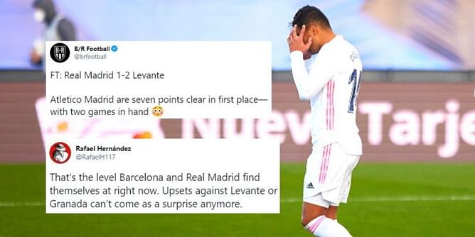 Twitter explodes Levante record stunning comeback victory against 10-men Real Madrid
