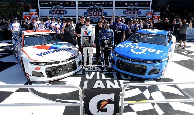 Alex Bowman and Ricky Stenhouse Jr. started on the front row of the 2020 Daytona 500. 