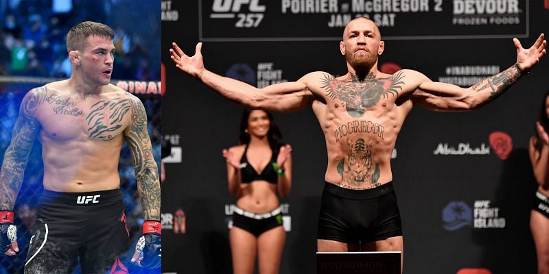 Dustin Poirier (L) admires Conor McGregor&#039;s (R) ability to fight long