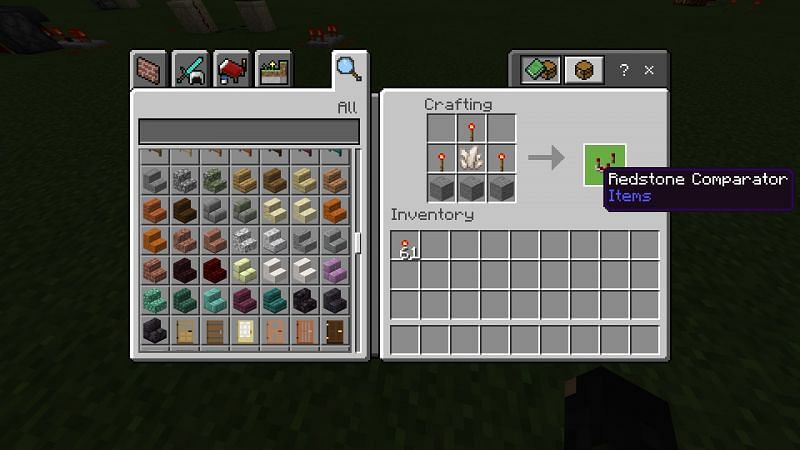 Crafting a Redstone Comparator in Minecraft
