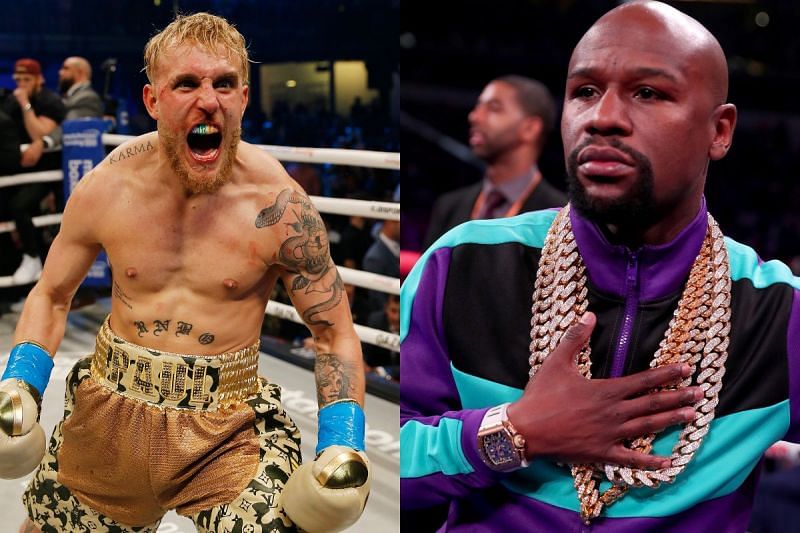 Floyd Mayweather [R] will purportedly trade blows this year with Jake Paul&#039;s elder brother, Logan Paul