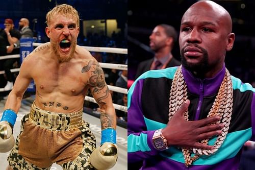 Floyd Mayweather [R] will purportedly trade blows this year with Jake Paul's elder brother, Logan Paul