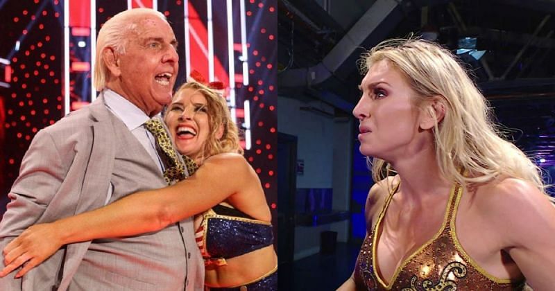 Ric Flair, Lacey Evans, and Charlotte.