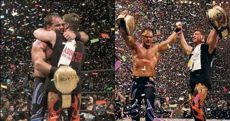 Eddie Guerrero and Chris Benoit at WrestleMania XX.