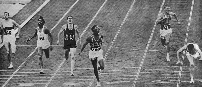 Milkha Singh (second from left) at the 1960 Rome Olympics