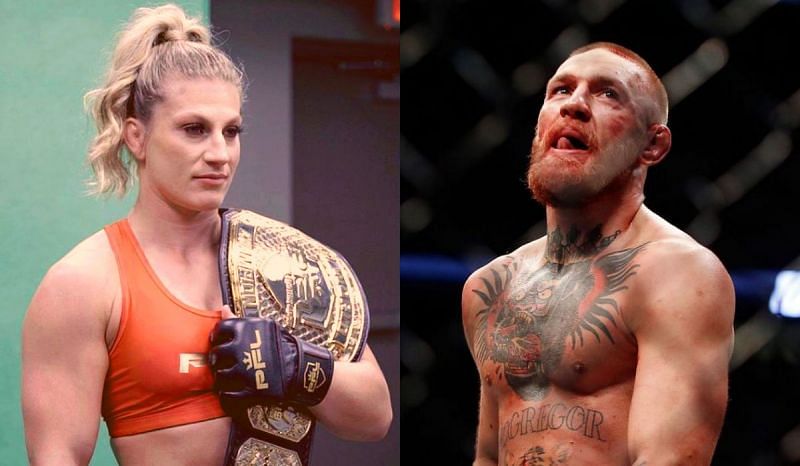 Kayla Harrison (left) and Conor McGregor (right)