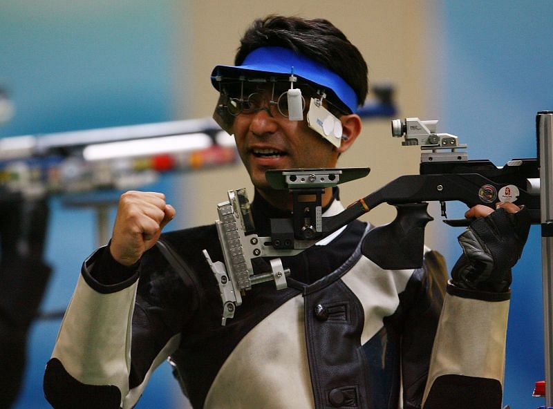 Abhinav Bindra at the 2008 Summer Olympic Games after winning the Gold Medal