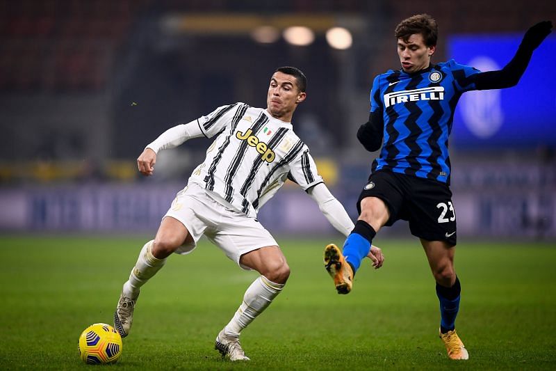 Nicolo Barella and Cristiano Ronaldo square off in the Coppa Italia semi-finals