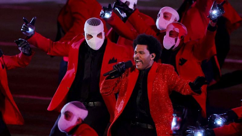 The Weeknd put up quite the show at the NFL Super Bowl halftime show (Image via Getty Images)