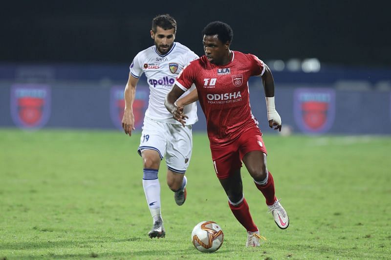 Diego Mauricio came up with a brace against Kerala Blasters FC once again. Courtesy: ISL