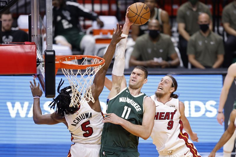 Milwaukee Bucks Brook Lopez soars for dunk