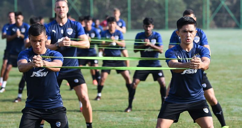 Bengaluru FC players during a training session (Image Courtesy: ISL)