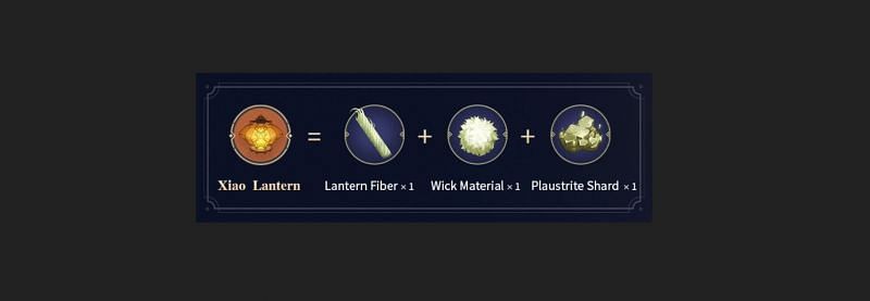Amount of materials needed for a single Xiao Lantern (Image via Mihoyo)
