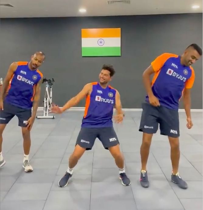Watch: Ashwin, Pandya & Kuldeep groove to new song 'Vaathi'