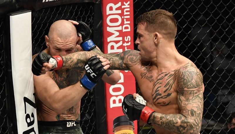 Conor McGregor (left); Dustin Poirier (right)