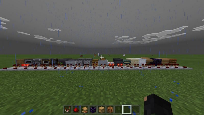 all the blocks in the 1.16 Bedrock version that a redstone comparator can receive a pulse from
