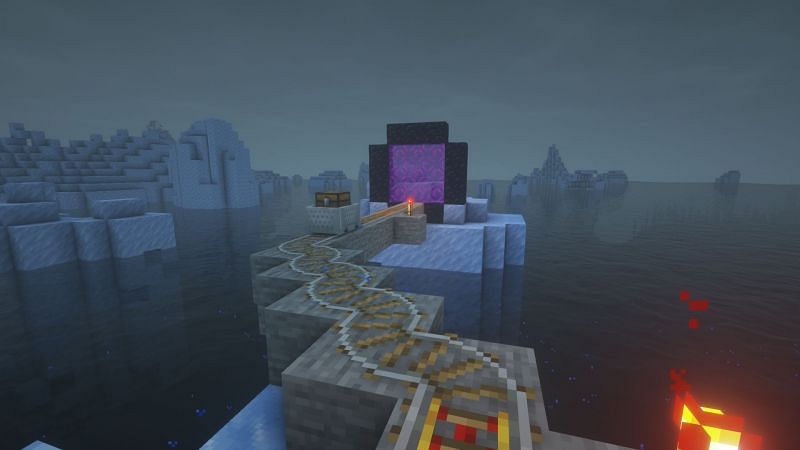 A working interdimensional railway (Image via Minecraft)