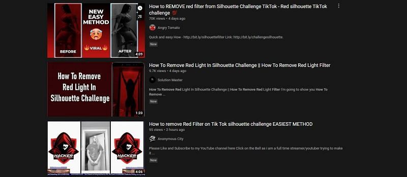 How To Remove Red Filter Videos On Youtube Pose A Significant Threat To The Silhouette Challenge On Tiktok