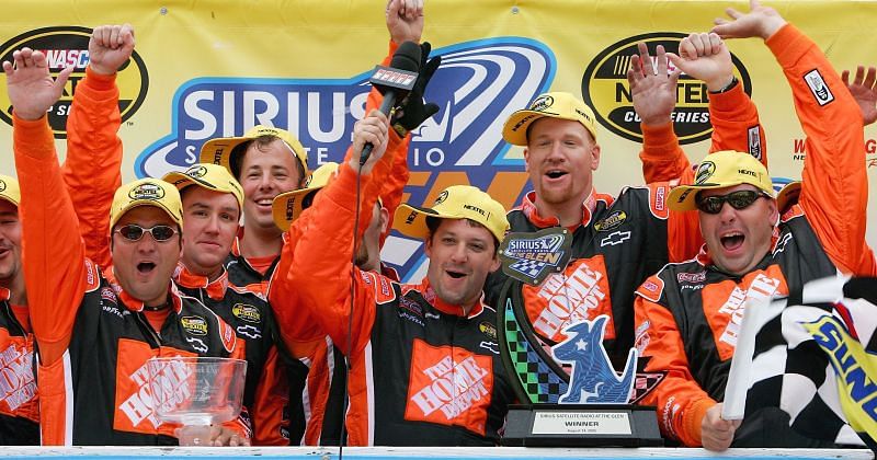 Tony Stewart celebrating Sirius Satellite Radio At The Glen in 2005. Photo: Getty Images