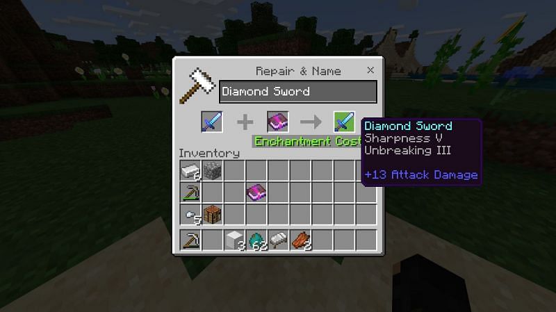 Diamond Sword repairing in Minecraft