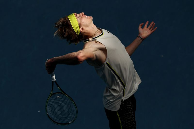 Alexander Zverev serves at the 2021 Australian Open