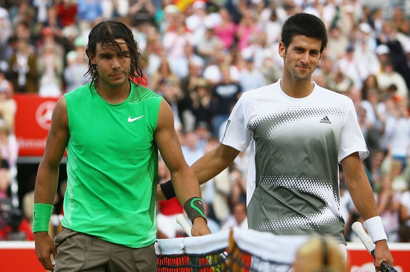 Rafael Nadal and Novak Djokovic in 2008