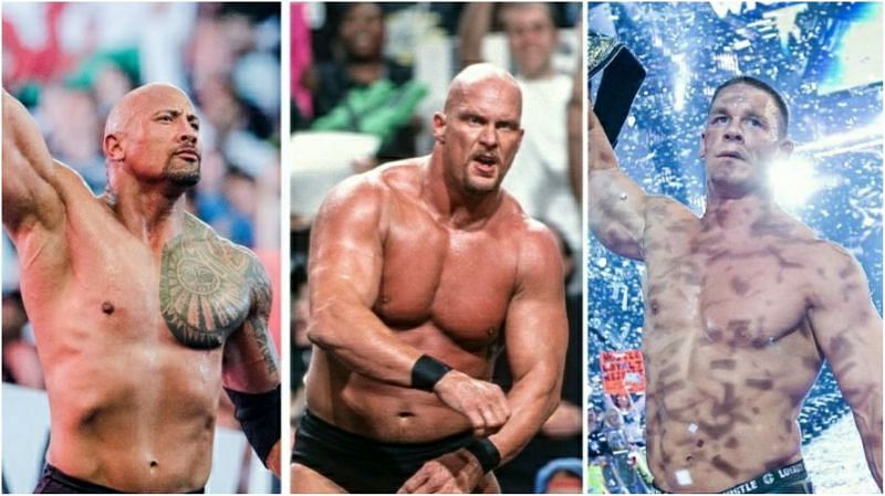 The Rock, Stone Cold Steve Austin, and John Cena